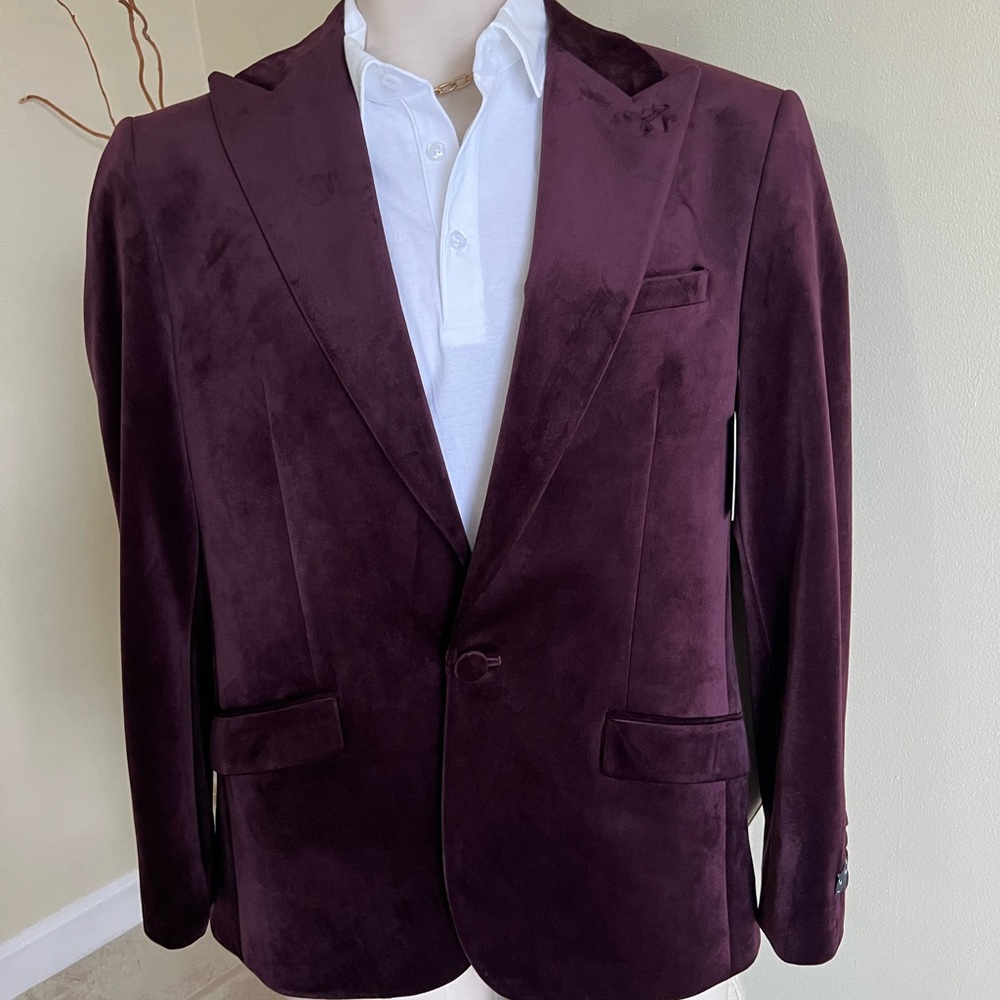 Express Plum/burgundy  Velvet Slim Tuxedo Jacket